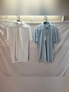 Lot of 2 Collars & Co Men's Size Medium Button Down Polo Dress Shirts NWT & NWOT